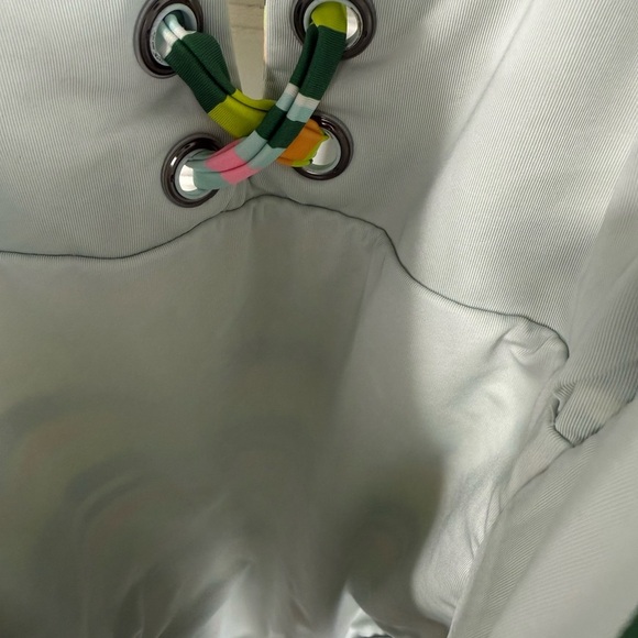 Aerie women’s one piece striped swimsuit with front tie lacing. Size XS - Picture 6 of 7